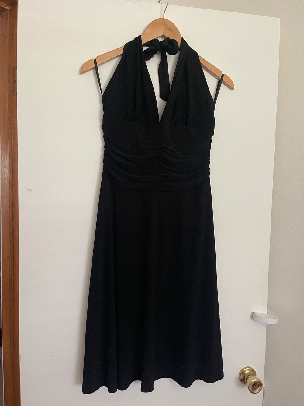 White House Black Market Vintage Black Halter Midi Dress Size Small